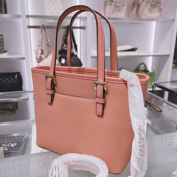 Michael Kors Jet Set XS Carryall Tote Crossbody Floating MK Logo Sherbert Pink - Picture 3 of 7